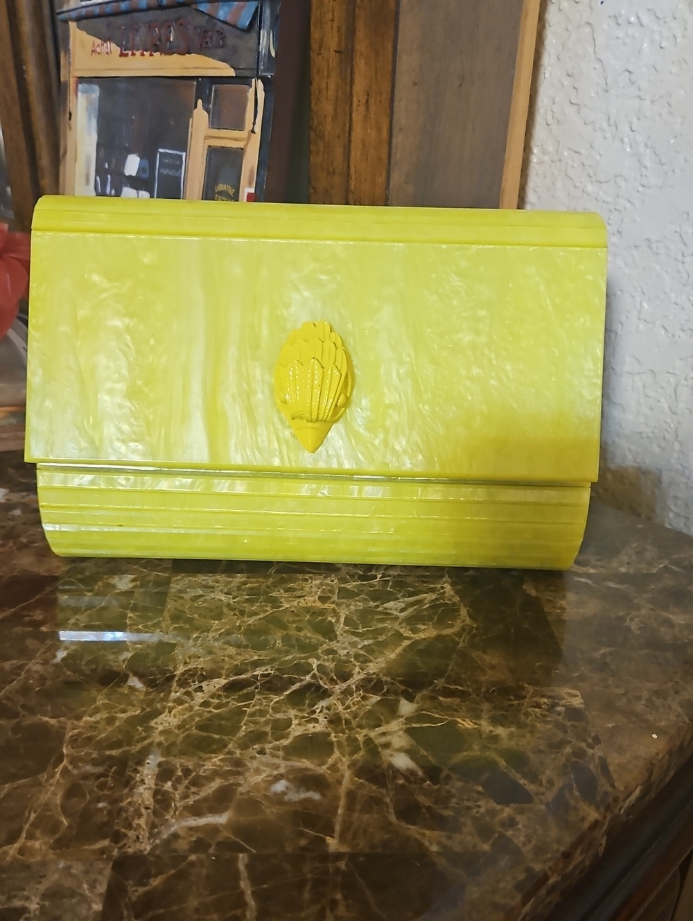 Kurt Geiger Yellow Marbled Clutch